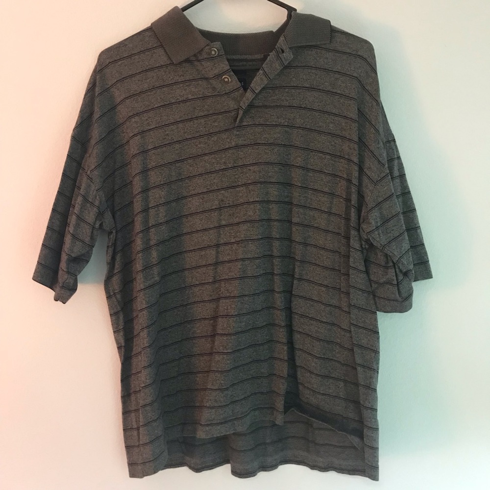Grey w/ black stripes collared shirt